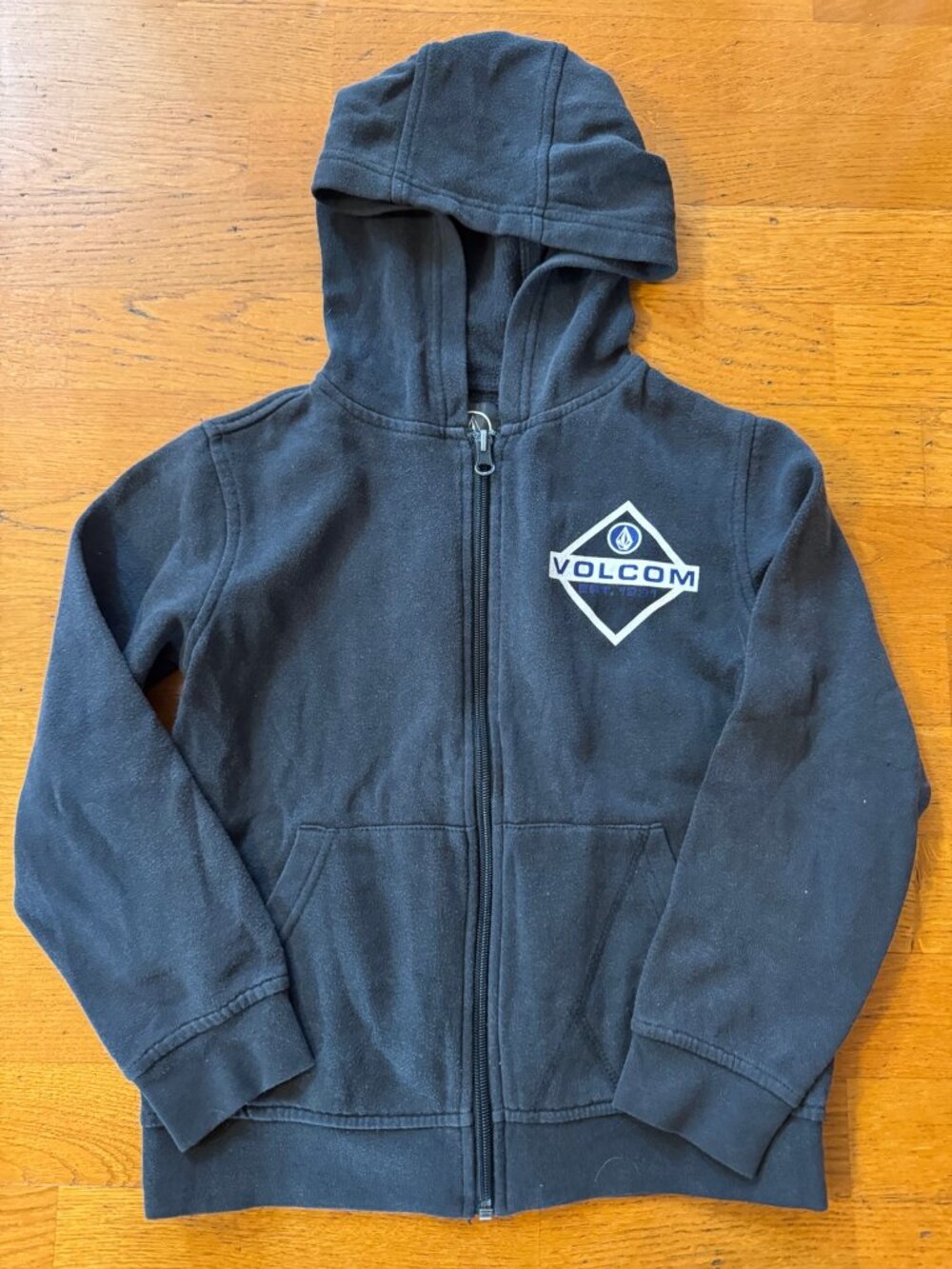 Volcom Boys Size 6 Dark Grey Full Zip Logo Hoodie
